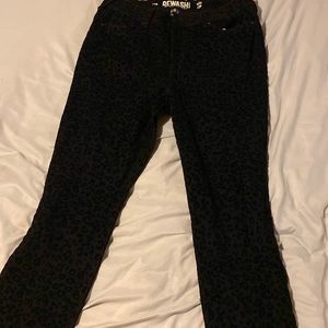 Black leopard print pants